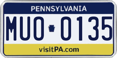 PA license plate MUO0135