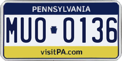 PA license plate MUO0136