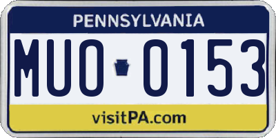 PA license plate MUO0153