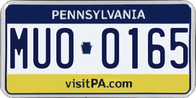 PA license plate MUO0165