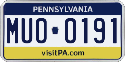 PA license plate MUO0191
