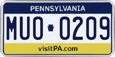 PA license plate MUO0209