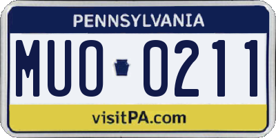 PA license plate MUO0211