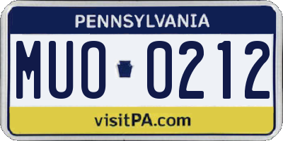 PA license plate MUO0212