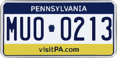 PA license plate MUO0213