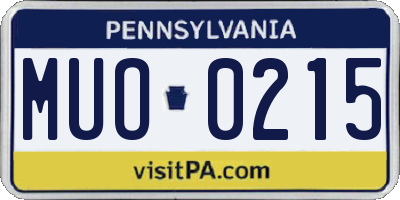 PA license plate MUO0215