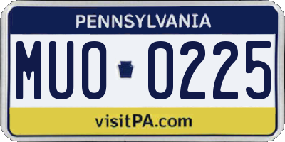 PA license plate MUO0225