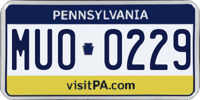 PA license plate MUO0229