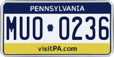 PA license plate MUO0236