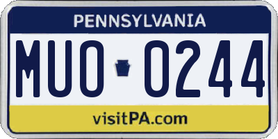PA license plate MUO0244