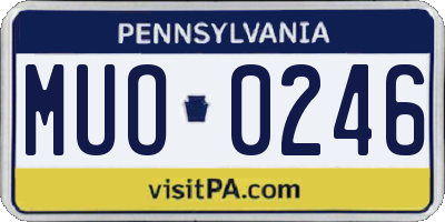 PA license plate MUO0246