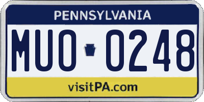 PA license plate MUO0248