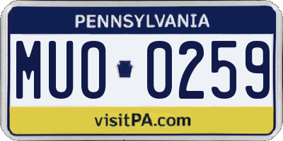 PA license plate MUO0259