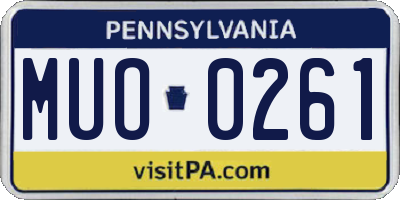 PA license plate MUO0261