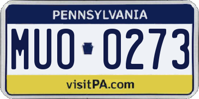 PA license plate MUO0273