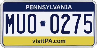 PA license plate MUO0275