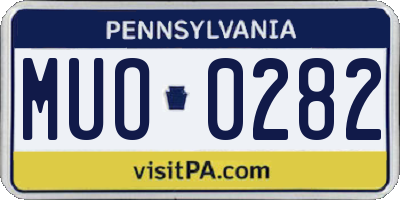 PA license plate MUO0282