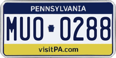 PA license plate MUO0288
