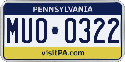 PA license plate MUO0322