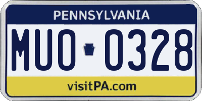 PA license plate MUO0328