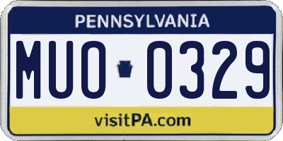 PA license plate MUO0329