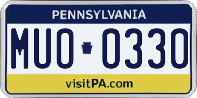 PA license plate MUO0330