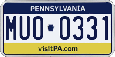 PA license plate MUO0331