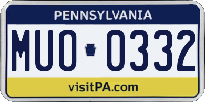 PA license plate MUO0332