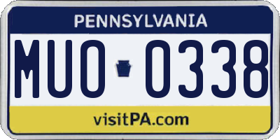 PA license plate MUO0338