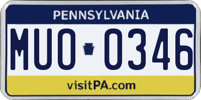PA license plate MUO0346