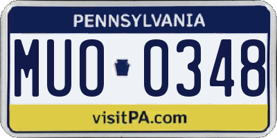 PA license plate MUO0348
