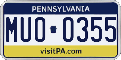 PA license plate MUO0355
