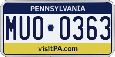 PA license plate MUO0363