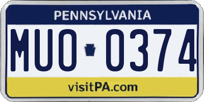 PA license plate MUO0374