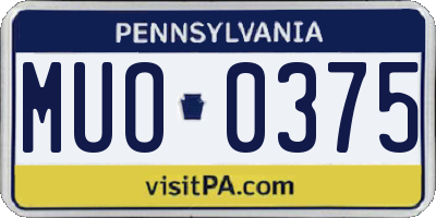 PA license plate MUO0375