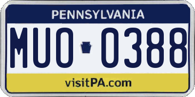 PA license plate MUO0388