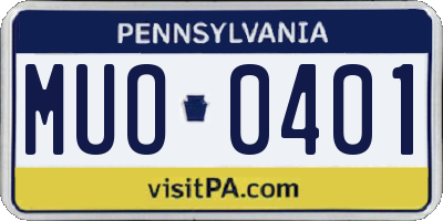 PA license plate MUO0401