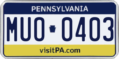 PA license plate MUO0403