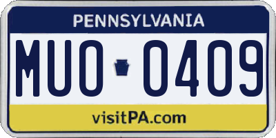 PA license plate MUO0409