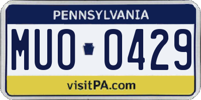 PA license plate MUO0429