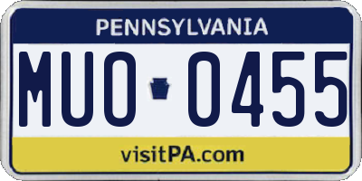 PA license plate MUO0455