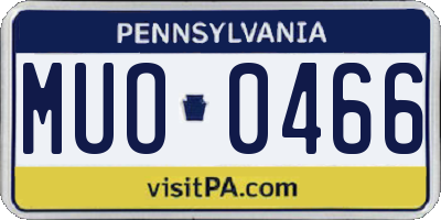 PA license plate MUO0466