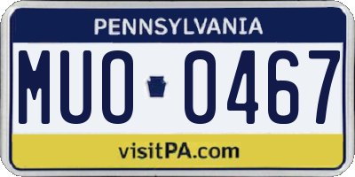 PA license plate MUO0467