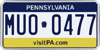 PA license plate MUO0477