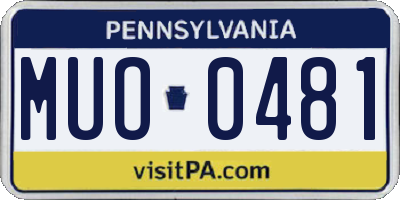 PA license plate MUO0481