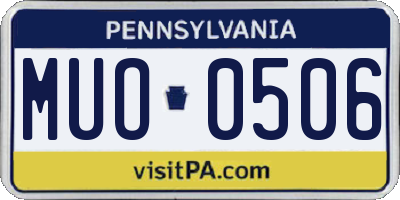 PA license plate MUO0506