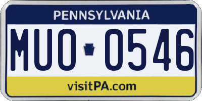 PA license plate MUO0546
