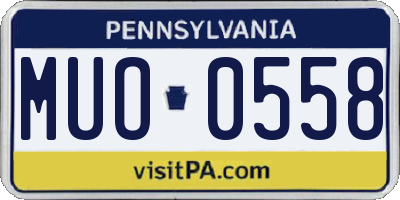 PA license plate MUO0558