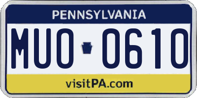 PA license plate MUO0610