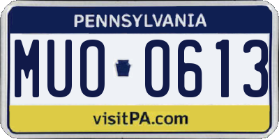 PA license plate MUO0613